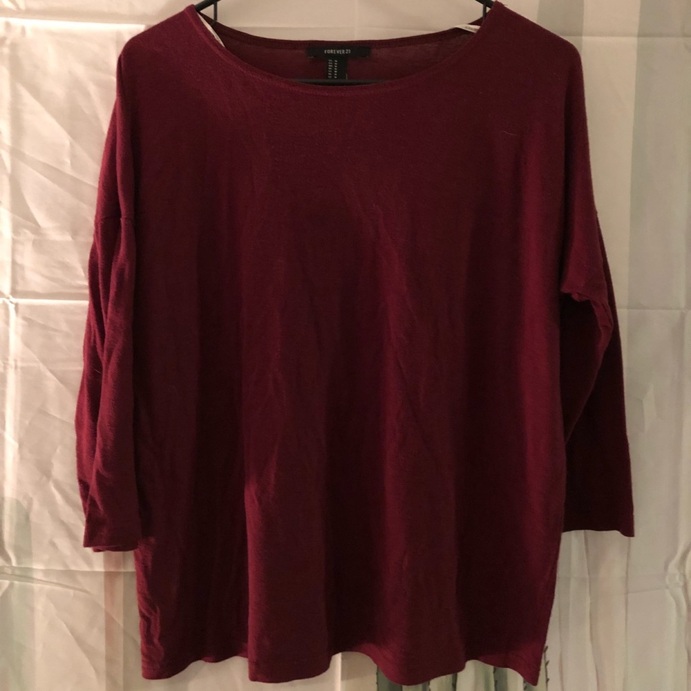 Red 3/4 sleeve dolman forever21 top
